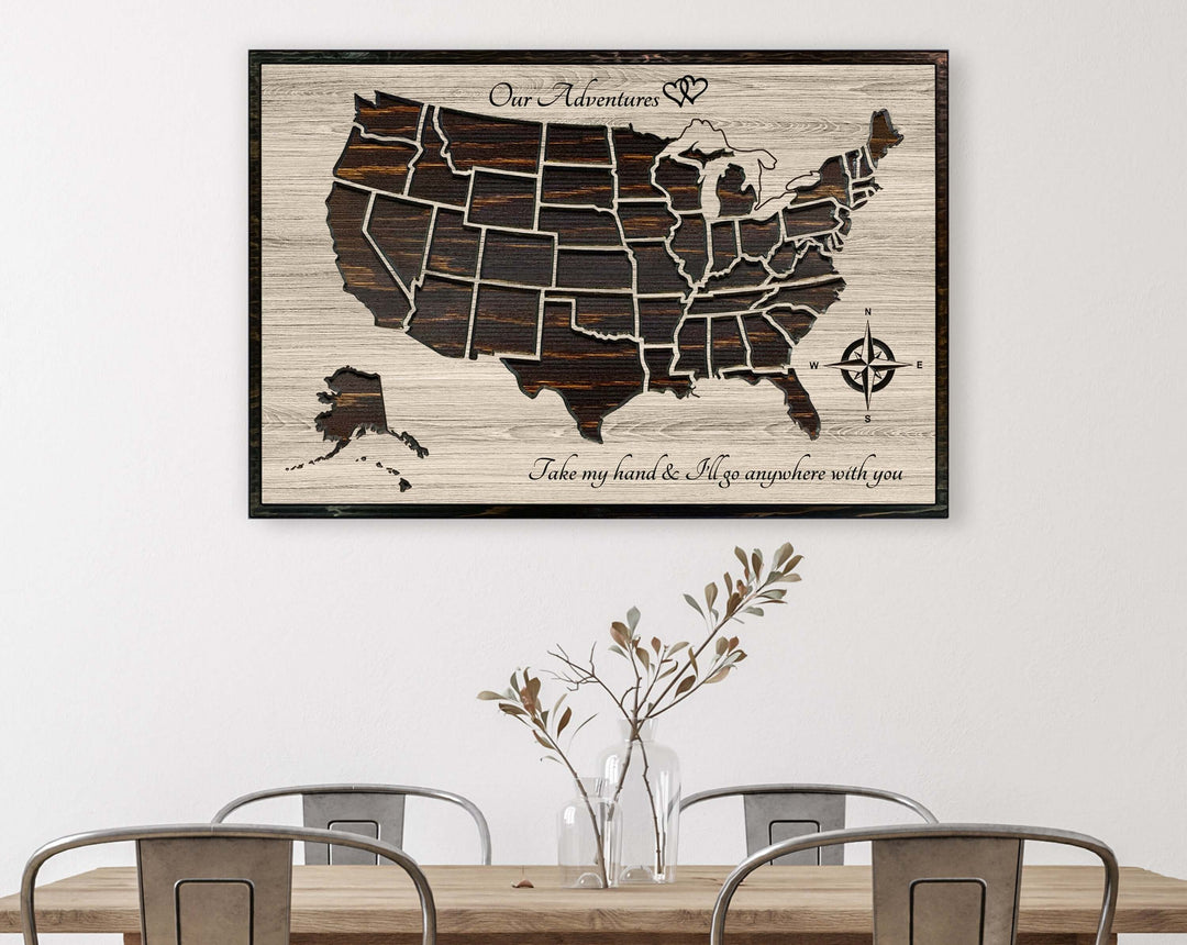 US Map Wood Wall Art