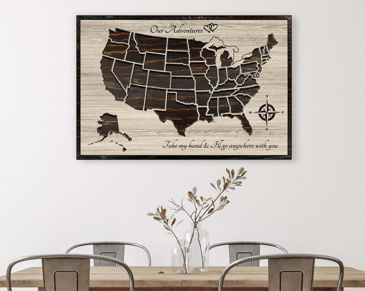 US Map Wood Wall Art