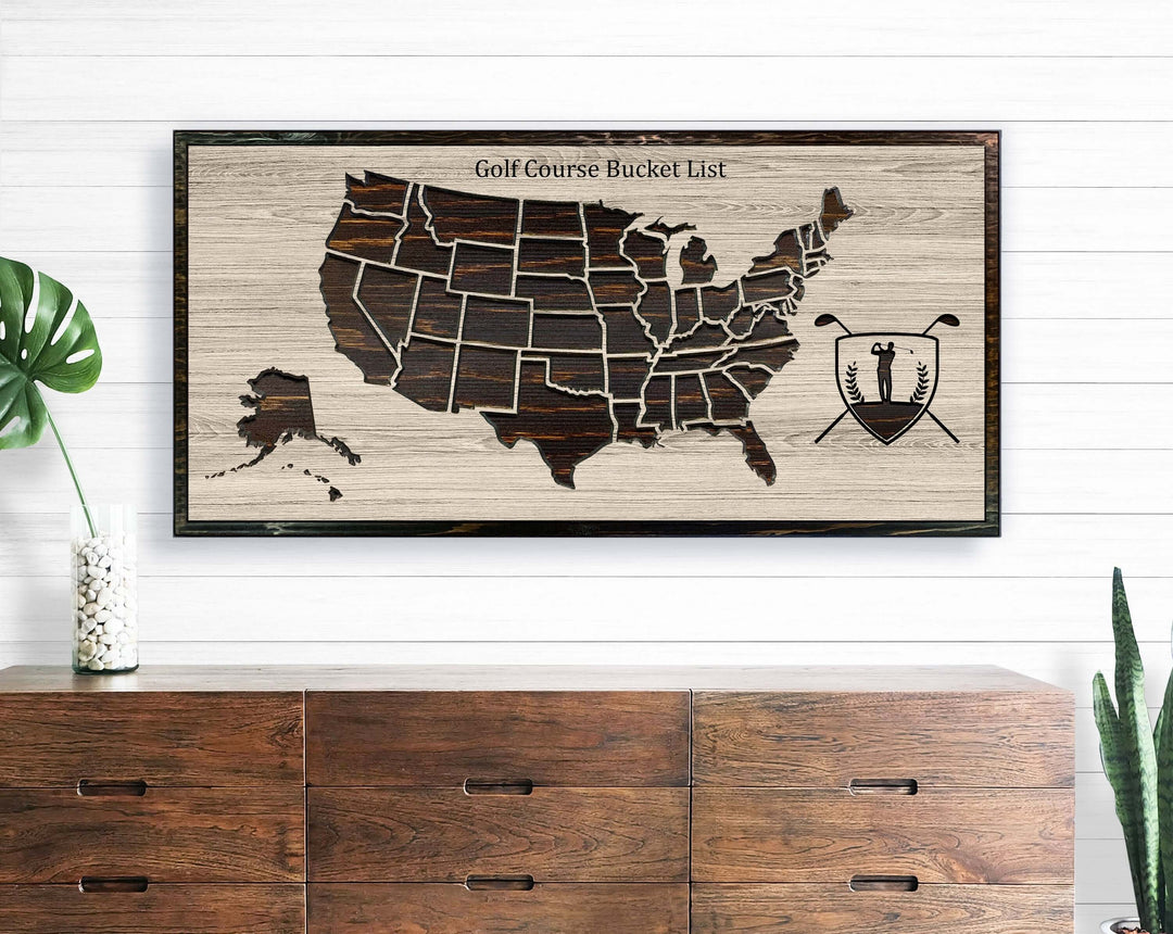 US Push Pin Golfing Map