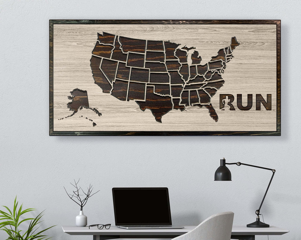 US Push Pin Running Map US Map Howdy Owl 