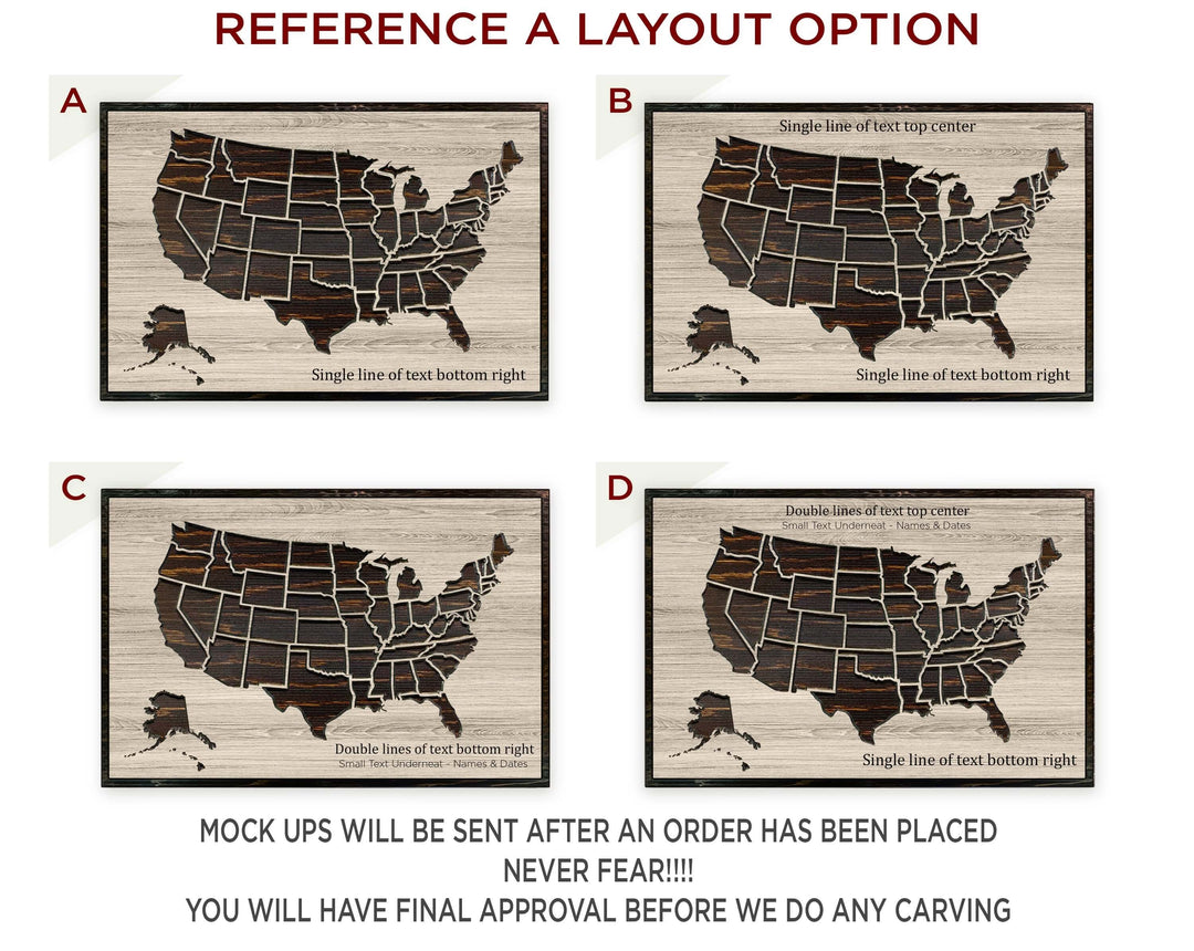 push pin map usa - carved wood US map art
