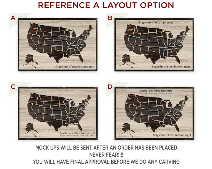 push pin map usa - carved wood US map art