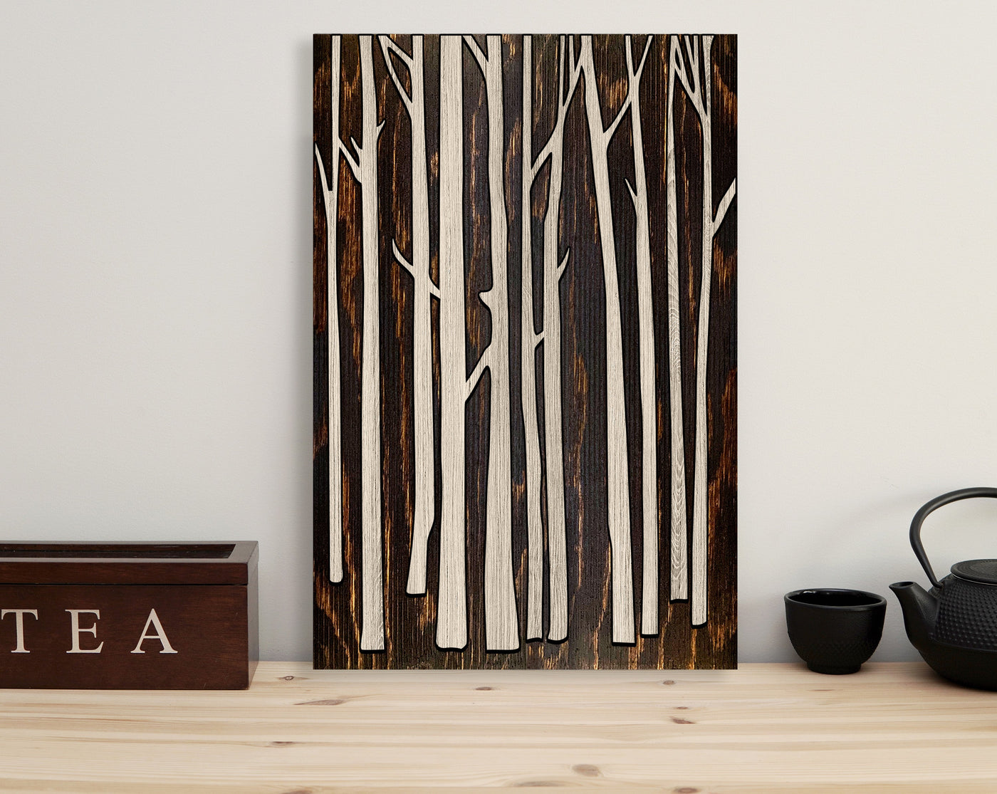 Birch Tree Custom Wood Wall Art - Vertical Hanging Wall Decor