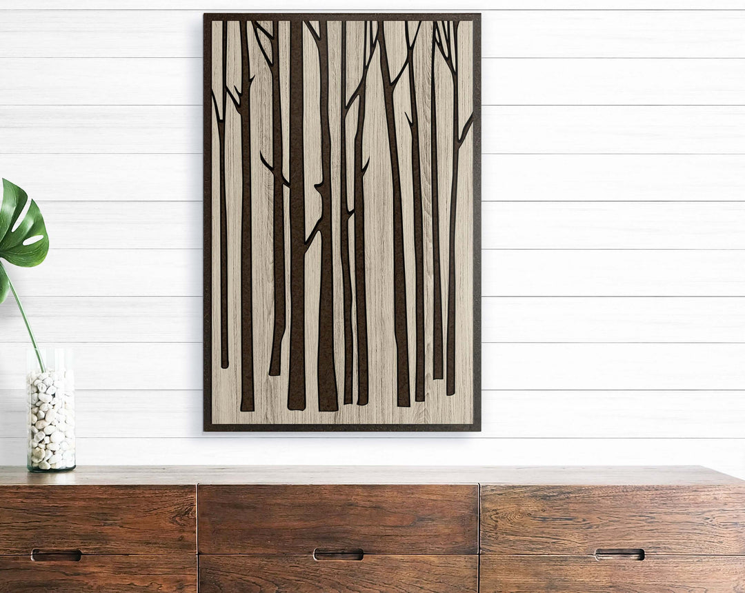 birch tree art - custom wood wall art