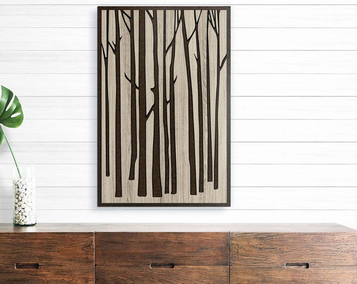 birch tree art - custom wood wall art
