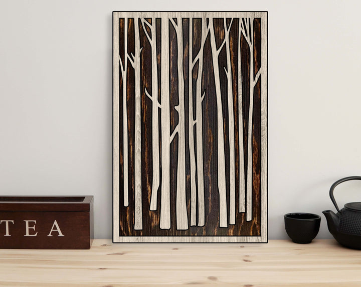 Vertical Birch Tree Art Wood Wall Art Howdy Owl 