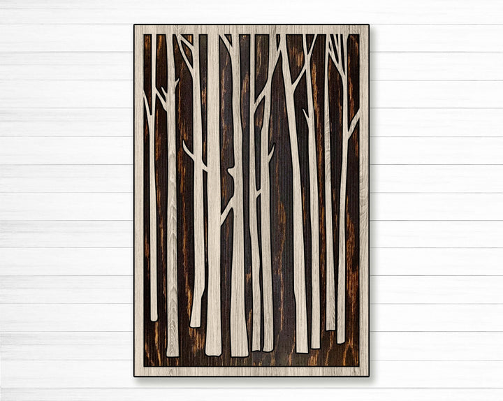 Vertical Birch Tree Art Wood Wall Art Howdy Owl 
