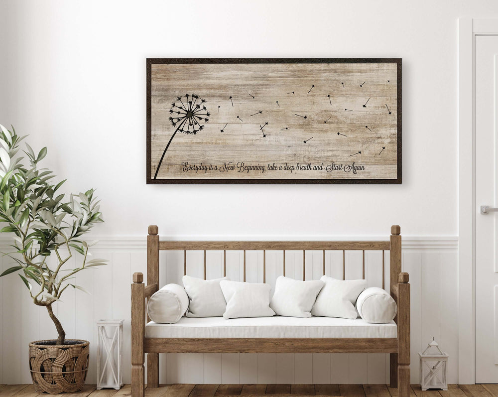 Wood Wall Art Carved Dandelion Modern Farmhouse Sign