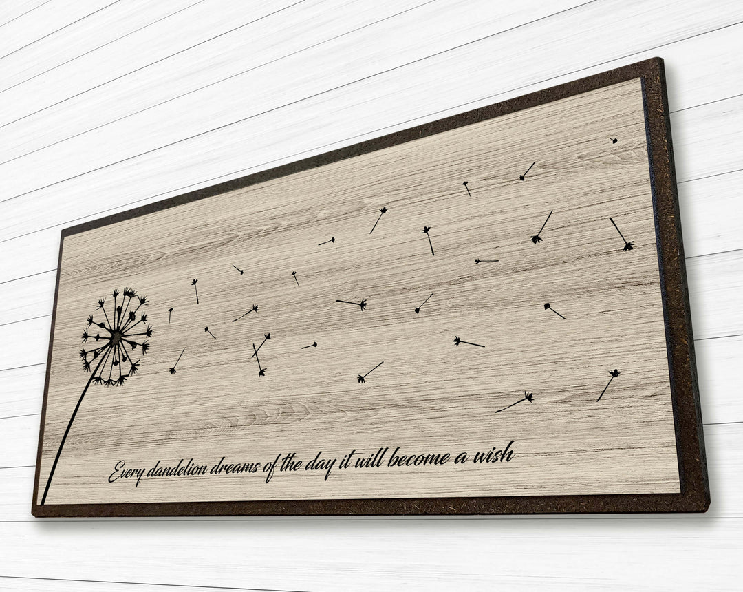Wood Wall Art Carved Dandelion Modern Farmhouse Sign
