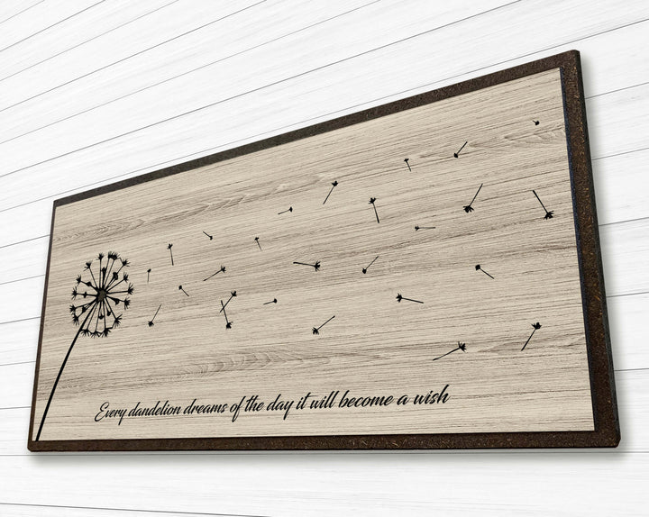 Wood Wall Art Carved Dandelion Modern Farmhouse Sign