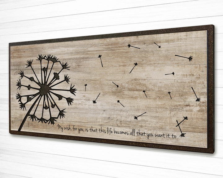 Wood Wall Art Carved Dandelion Modern Farmhouse Sign