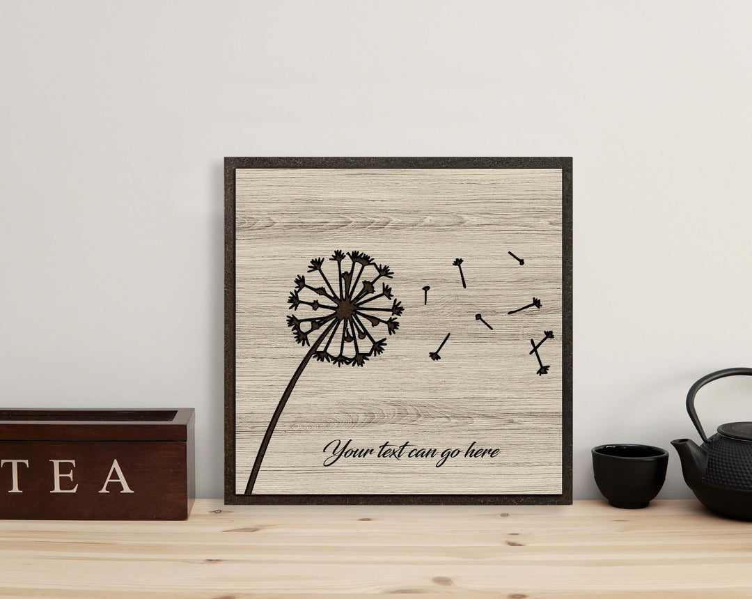 Wood Wall Art Carved Dandelion Modern Farmhouse Sign
