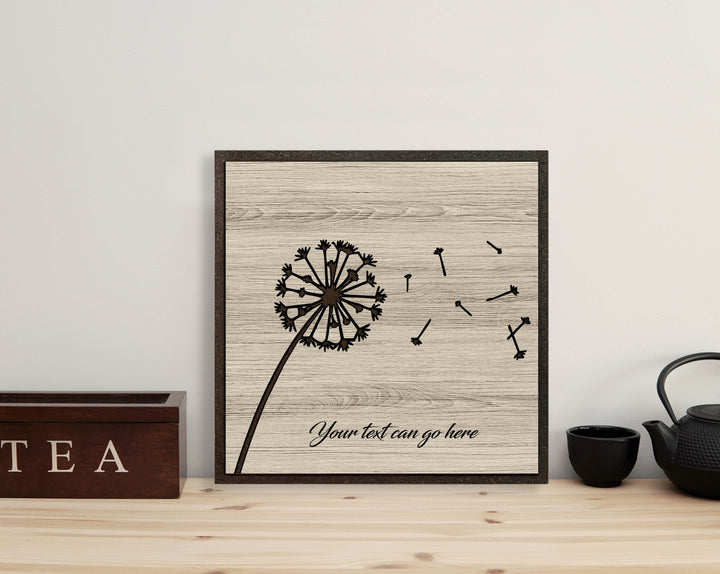 Wood Wall Art Carved Dandelion Modern Farmhouse Sign