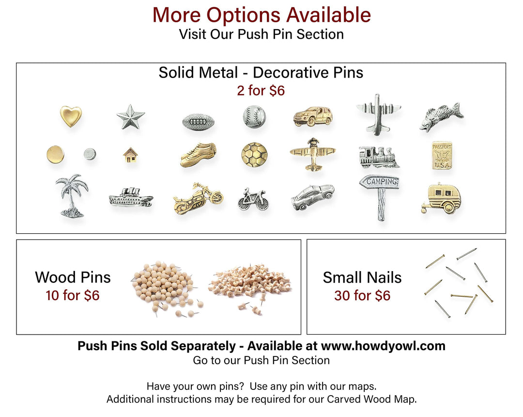 Custom Push Pin World Map Carved Wood Wall Art