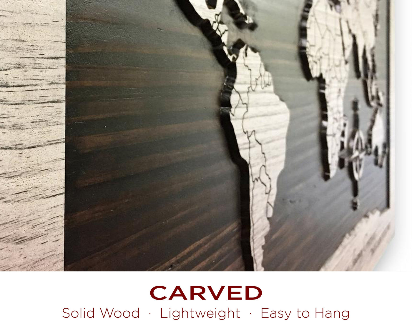 Custom Push Pin World Map Carved Wood Wall Art