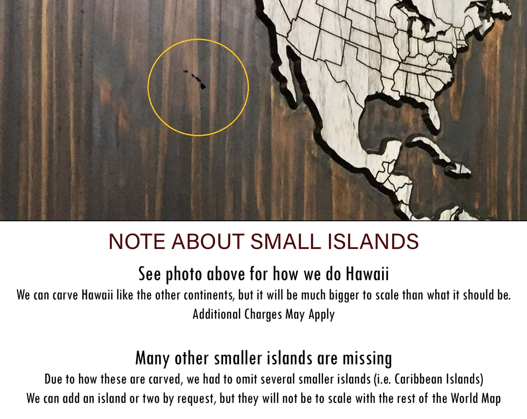 Custom Push Pin World Map Carved Wood Wall Art